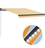 VidaXL Luifel handmatig uittrekbaar met LED 300x250 cm geel en wit