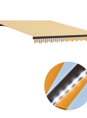 VidaXL Luifel handmatig uittrekbaar met LED 300x250 cm geel en wit