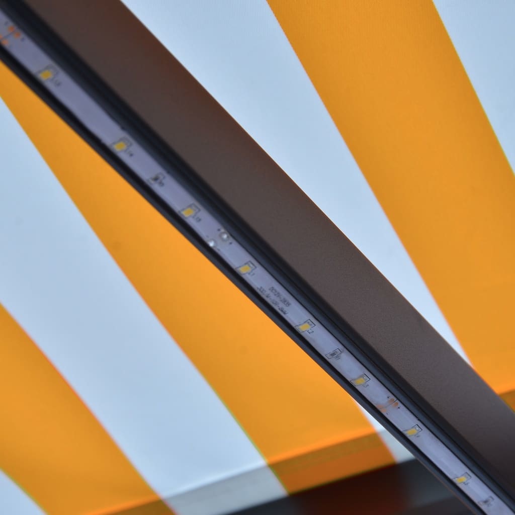 VidaXL Luifel handmatig uittrekbaar met LED 300x250 cm geel en wit
