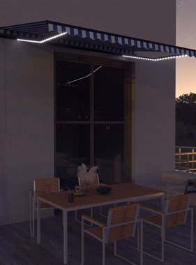 VidaXL Luifel met windsensor en LED 450x300 cm blauw en wit