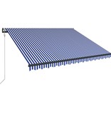 vidaXL Luifel met windsensor en LED 450x300 cm blauw en wit