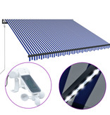 VidaXL Luifel met windsensor en LED 350x250 cm blauw en wit