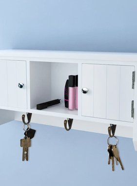 VidaXL Wandkastje voor sleutels en sieraden met deurtjes en haken