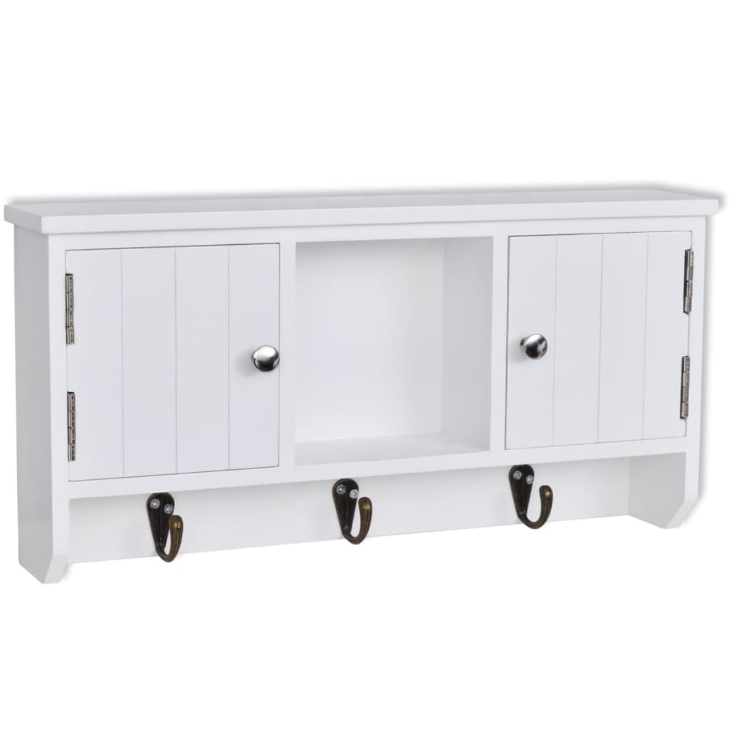 VidaXL Wandkastje voor sleutels en sieraden met deurtjes en haken