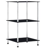 VidaXL Kastje 3-laags 40x40x67 cm gehard glas zwart