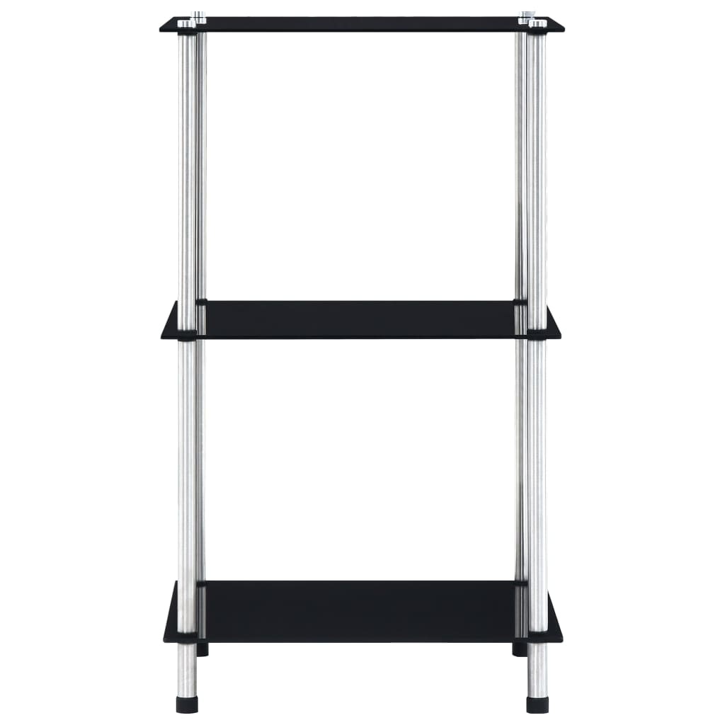 VidaXL Kastje 3-laags 40x40x67 cm gehard glas zwart