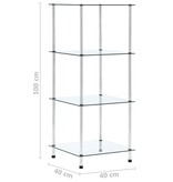 VidaXL Kastje 4-laags 40x40x100 cm gehard glas transparant