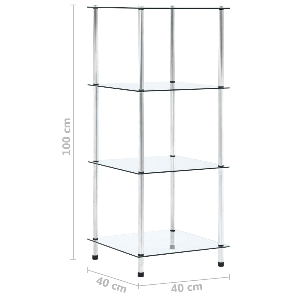 VidaXL Kastje 4-laags 40x40x100 cm gehard glas transparant