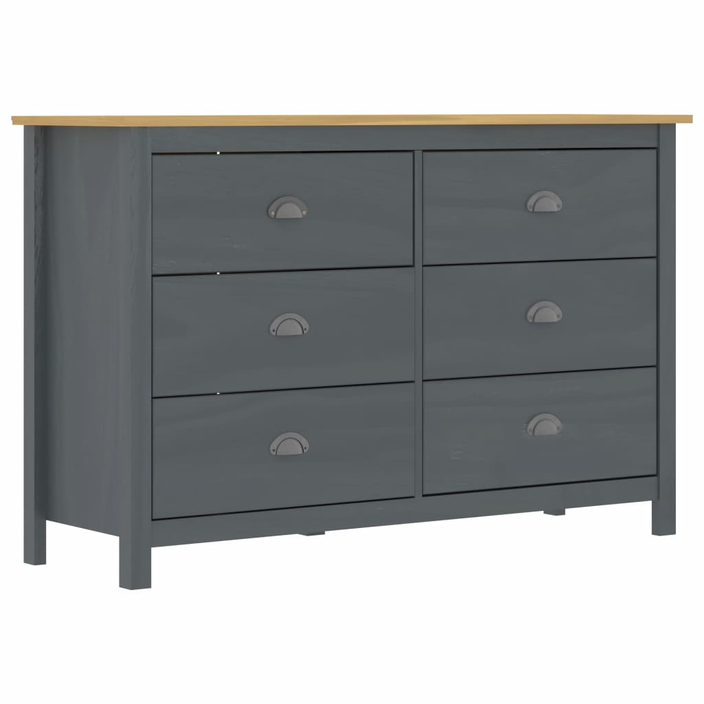 VidaXL Dressoir Hill Range 125x40x80 cm massief grenenhout grijs