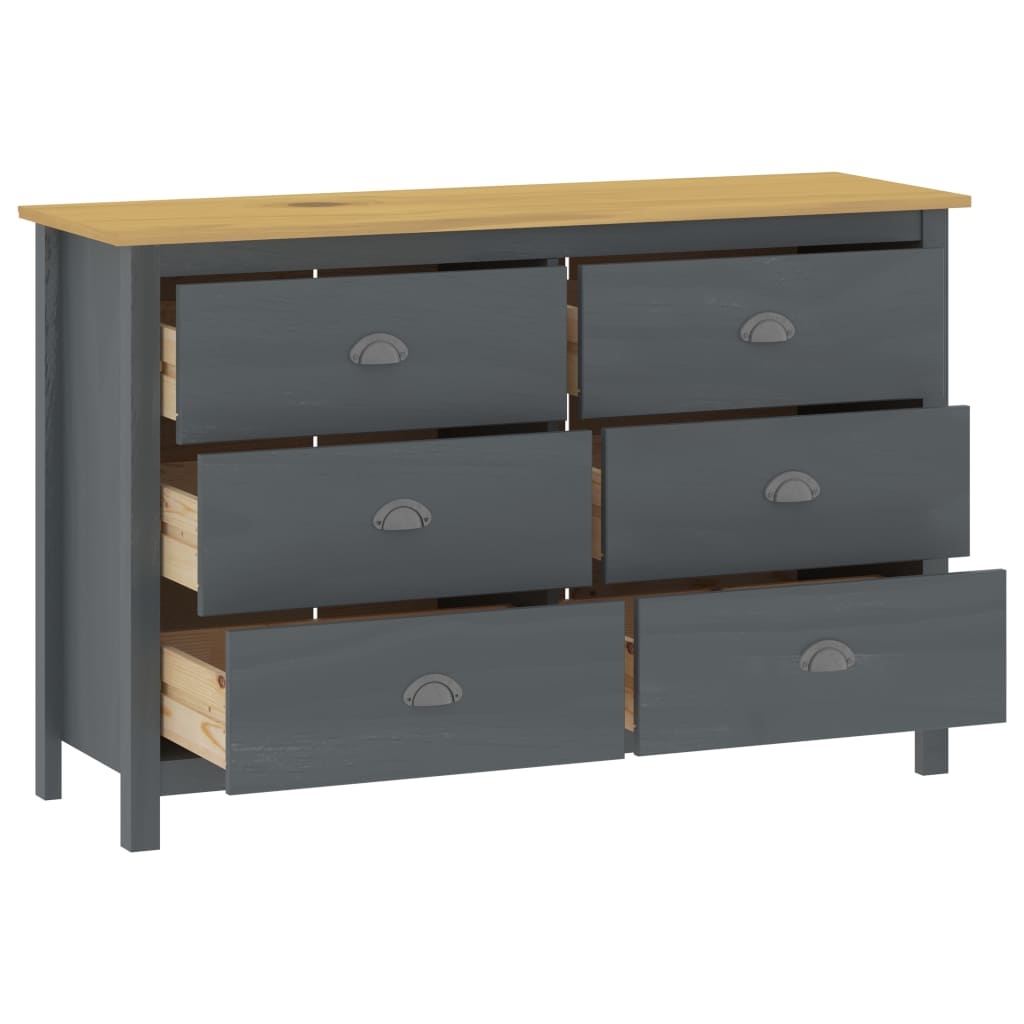 VidaXL Dressoir Hill Range 125x40x80 cm massief grenenhout grijs