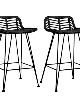 VidaXL Barstoelen 2 st rattan zwart
