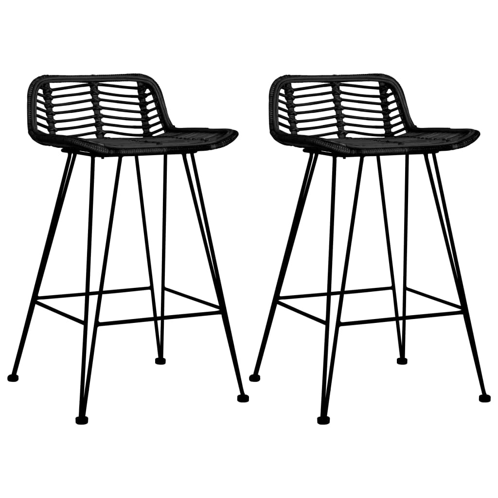 VidaXL Barstoelen 2 st rattan zwart