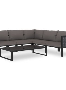 VidaXL 6-delige Loungeset met kussens poly rattan antraciet
