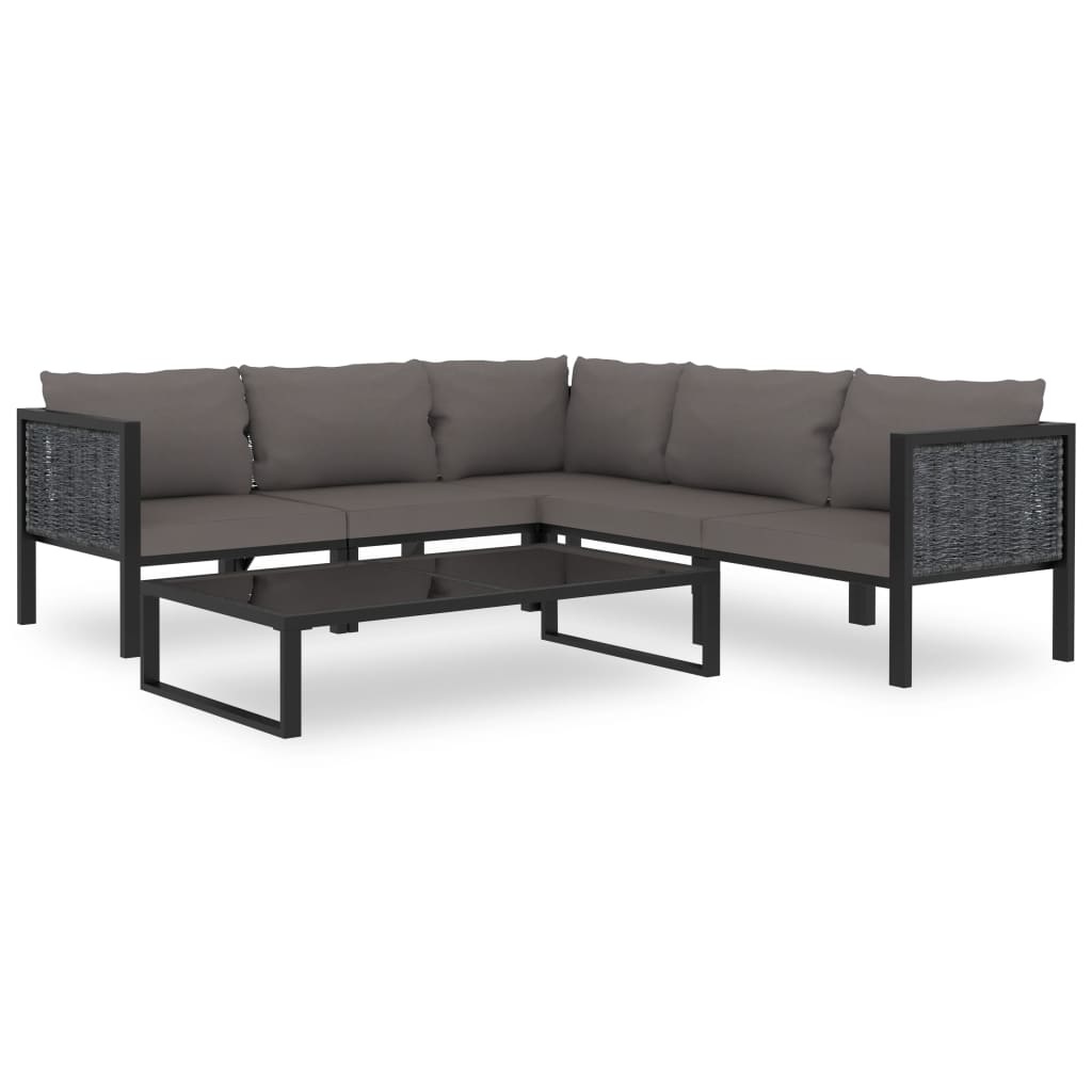 VidaXL 6-delige Loungeset met kussens poly rattan antraciet