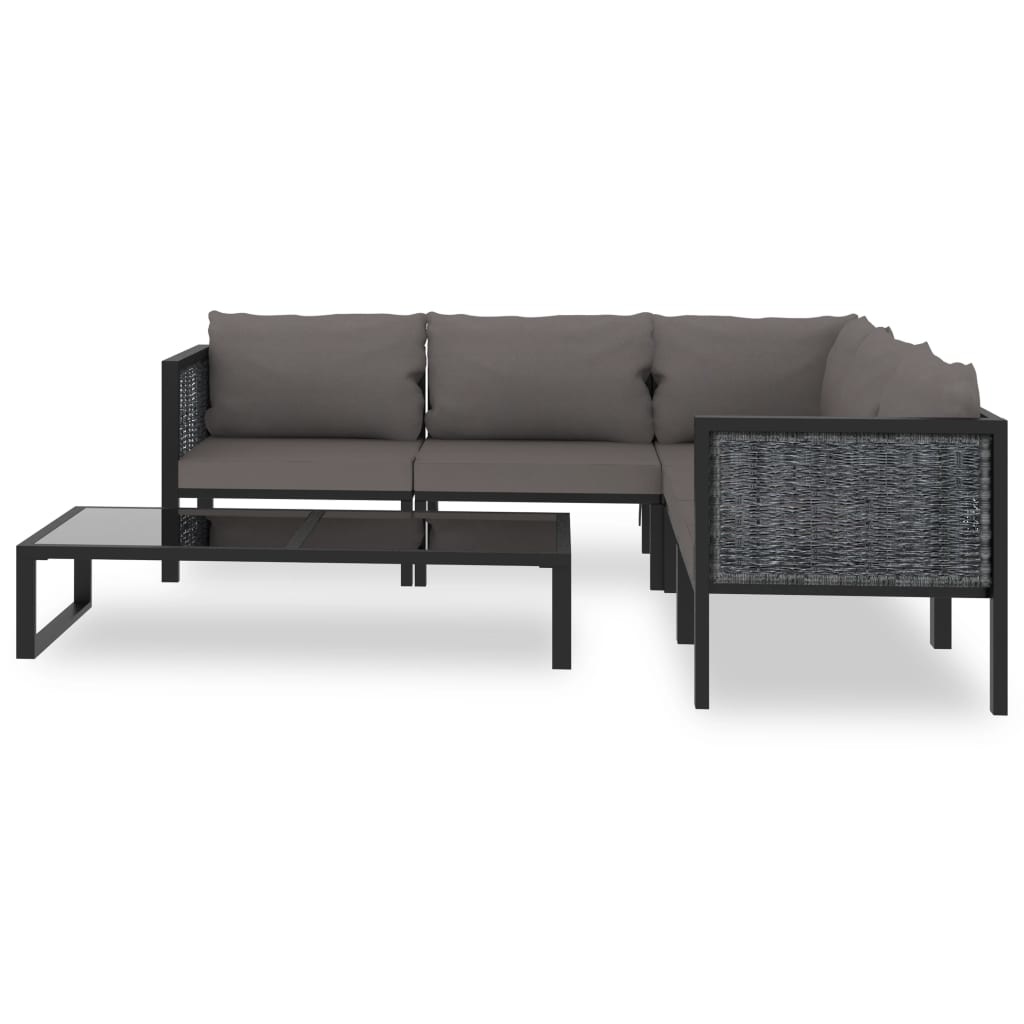 VidaXL 6-delige Loungeset met kussens poly rattan antraciet