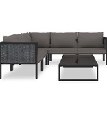 VidaXL 6-delige Loungeset met kussens poly rattan antraciet