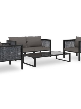 VidaXL 5-delige Loungeset met kussens poly rattan antraciet