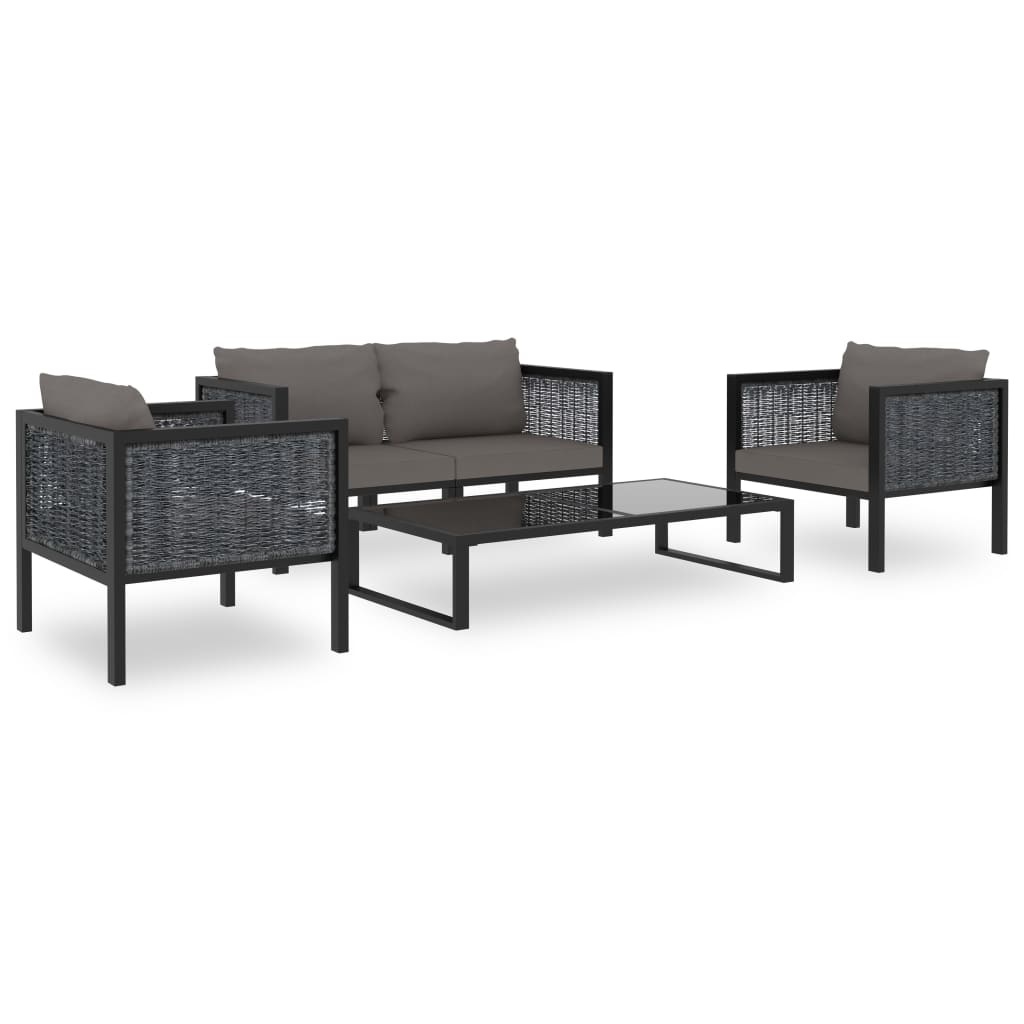 VidaXL 5-delige Loungeset met kussens poly rattan antraciet