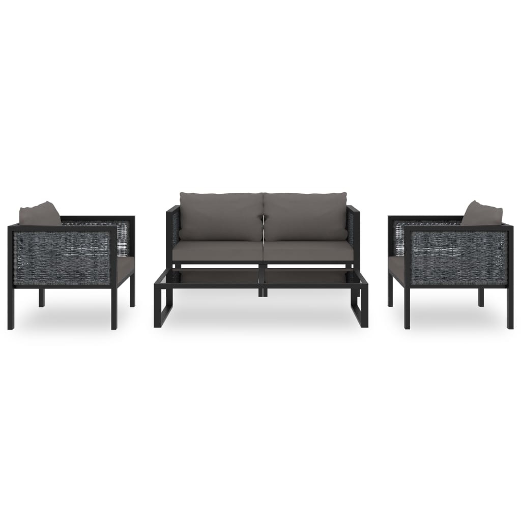 VidaXL 5-delige Loungeset met kussens poly rattan antraciet