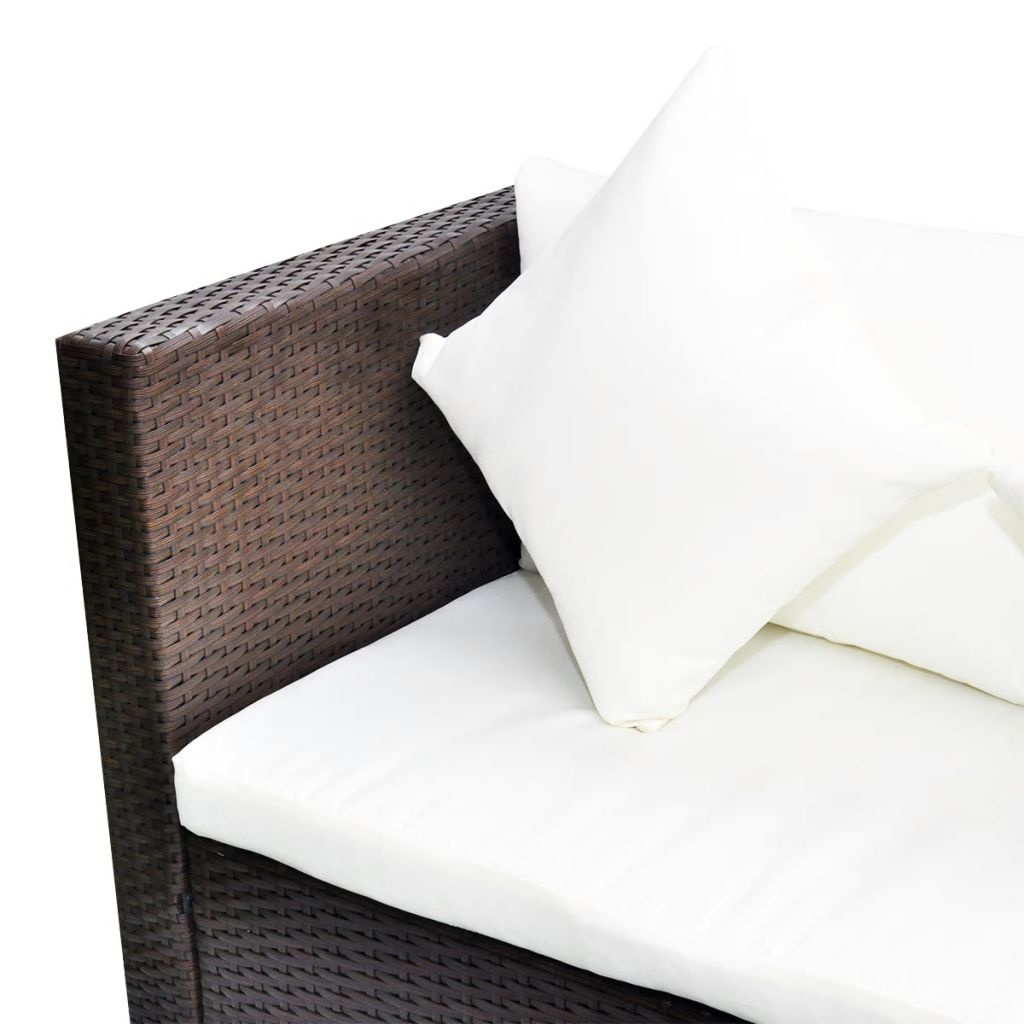 VidaXL 4-delige Loungeset met kussens poly rattan bruin