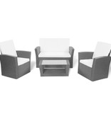 VidaXL 4-delige Loungeset met kussens poly rattan zwart