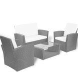VidaXL 4-delige Loungeset met kussens poly rattan zwart