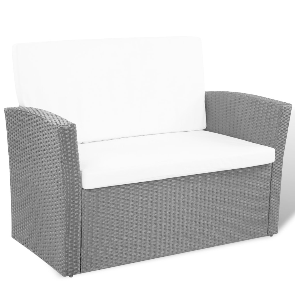 VidaXL 4-delige Loungeset met kussens poly rattan zwart