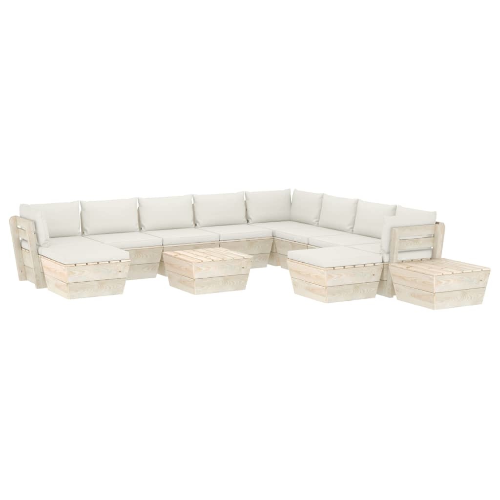 VidaXL 12-delige Loungeset met kussens pallet vurenhout