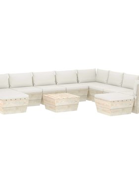 VidaXL 11-delige Loungeset met kussens pallet vurenhout