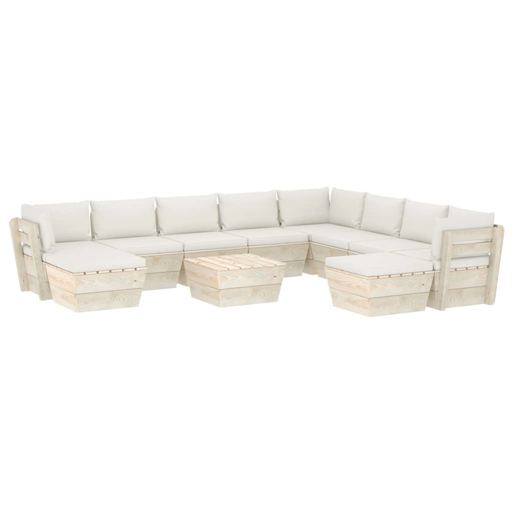 VidaXL 11-delige Loungeset met kussens pallet vurenhout