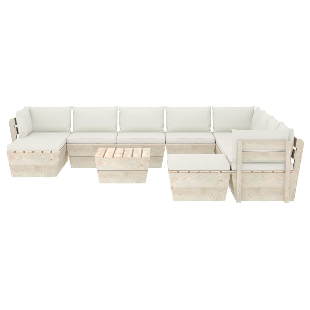 VidaXL 11-delige Loungeset met kussens pallet vurenhout