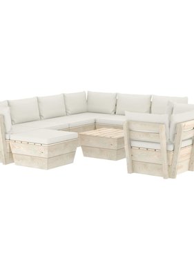 VidaXL 10-delige Loungeset met kussens pallet vurenhout