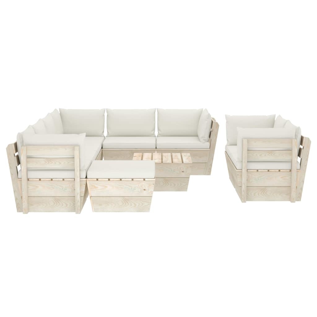VidaXL 10-delige Loungeset met kussens pallet vurenhout