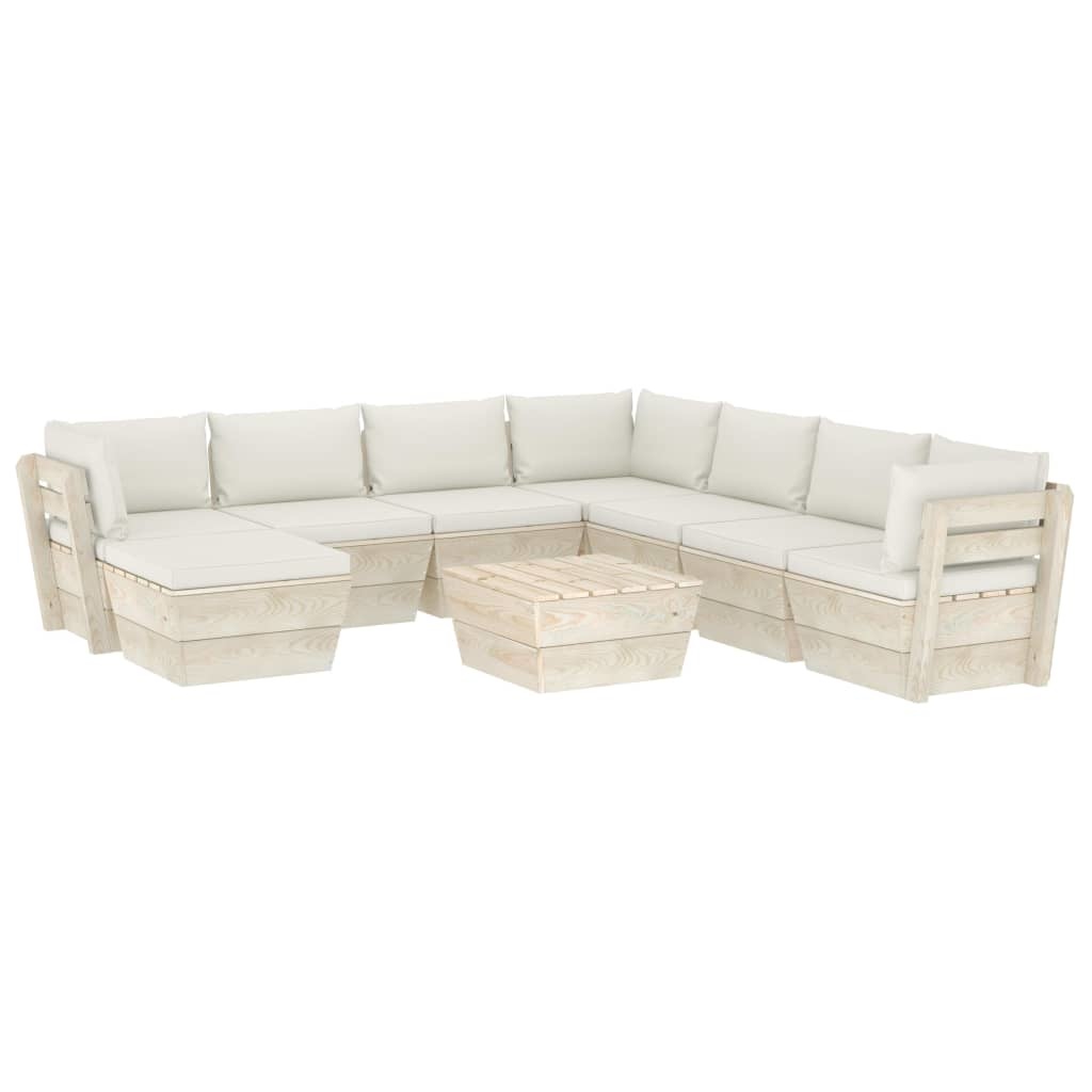 VidaXL 9-delige Loungeset met kussens pallet vurenhout