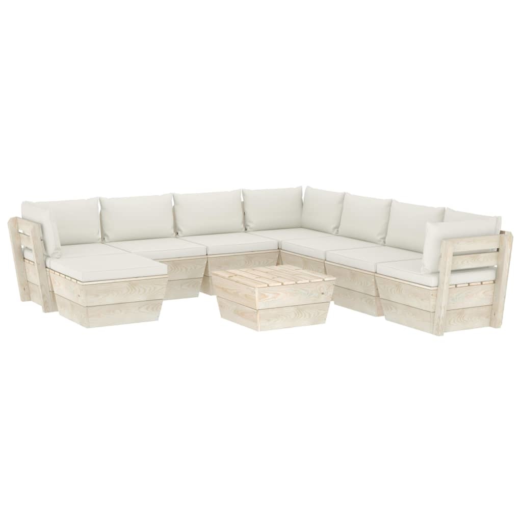 vidaXL 9-delige Loungeset met kussens pallet vurenhout