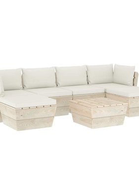 VidaXL 7-delige Loungeset met kussens pallet vurenhout