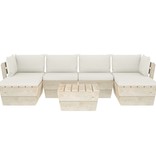 VidaXL 7-delige Loungeset met kussens pallet vurenhout