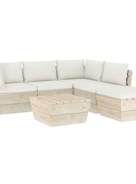 VidaXL 6-delige Loungeset met kussens pallet vurenhout