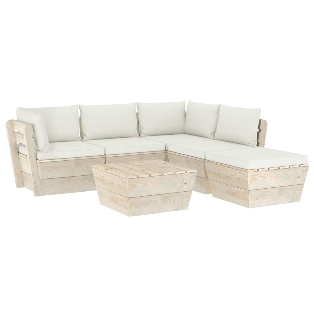 VidaXL 6-delige Loungeset met kussens pallet vurenhout