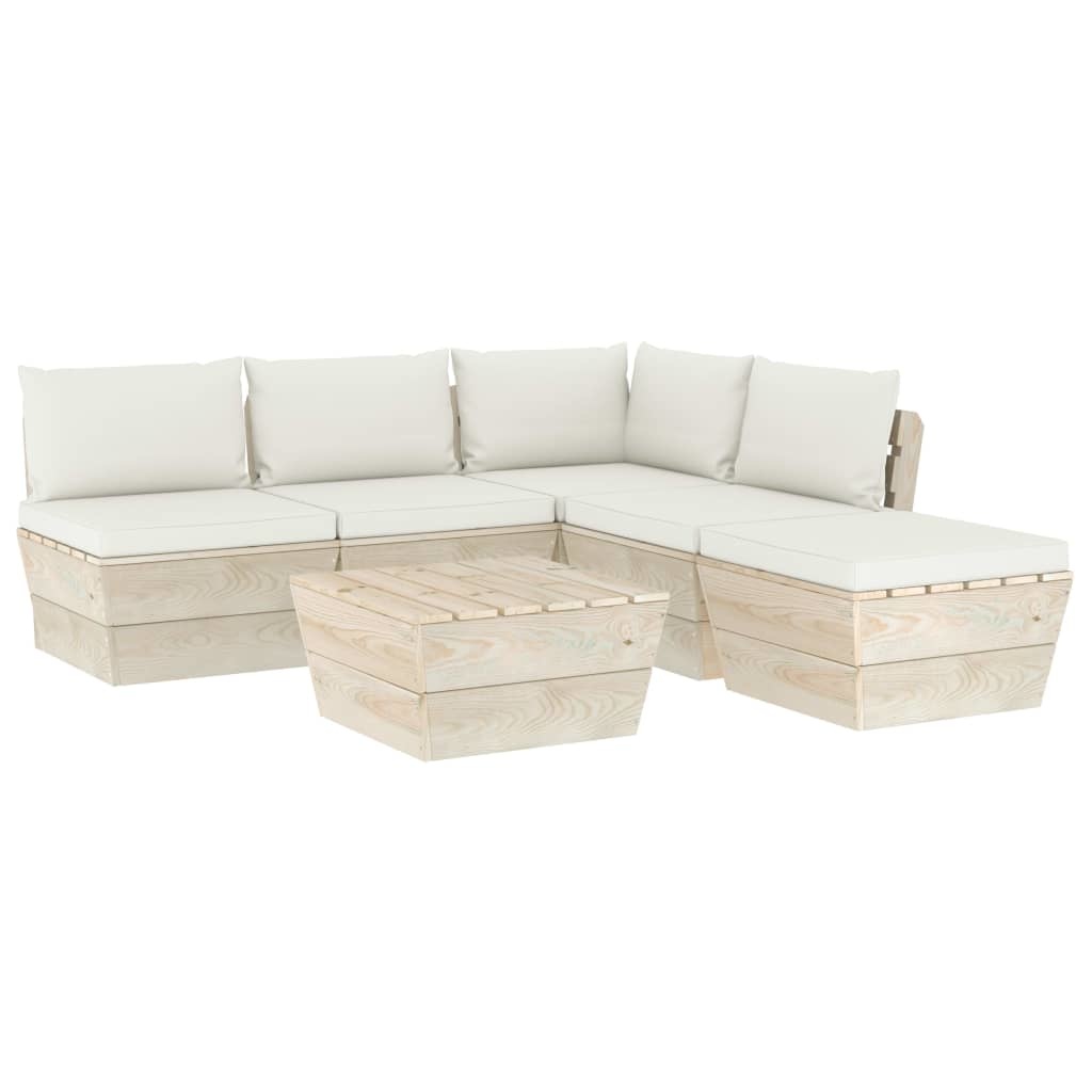 VidaXL 6-delige Loungeset met kussens pallet vurenhout