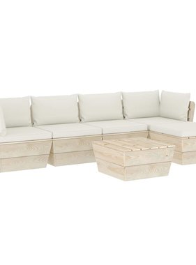 VidaXL 6-delige Loungeset met kussens pallet vurenhout