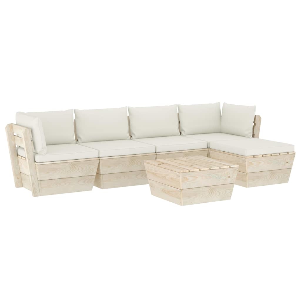 VidaXL 6-delige Loungeset met kussens pallet vurenhout