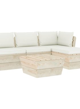 VidaXL 5-delige Loungeset met kussens pallet vurenhout