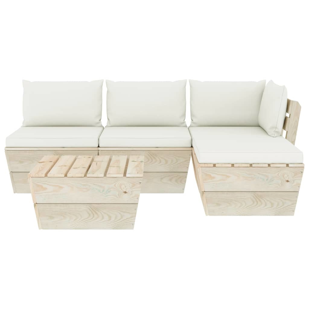 VidaXL 5-delige Loungeset met kussens pallet vurenhout