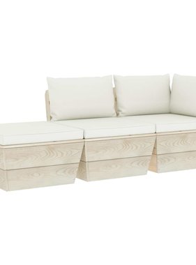 VidaXL 3-delige Loungeset met kussens pallet vurenhout