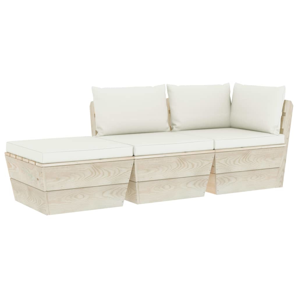 VidaXL 3-delige Loungeset met kussens pallet vurenhout