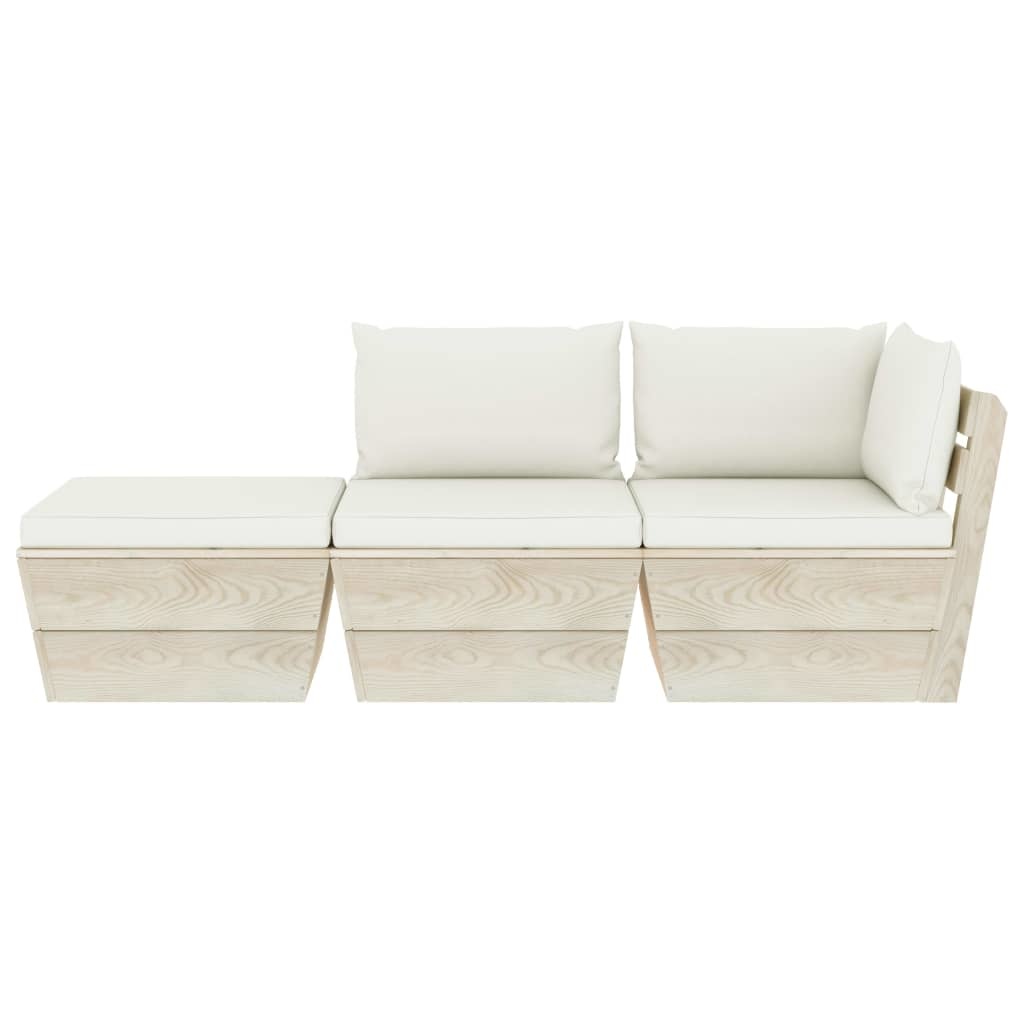 VidaXL 3-delige Loungeset met kussens pallet vurenhout