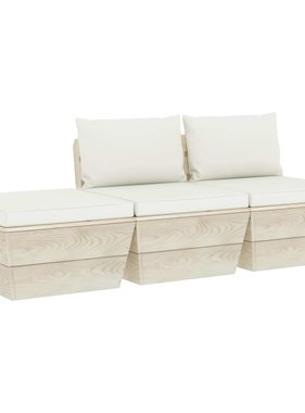 VidaXL 3-delige Loungeset met kussens pallet vurenhout