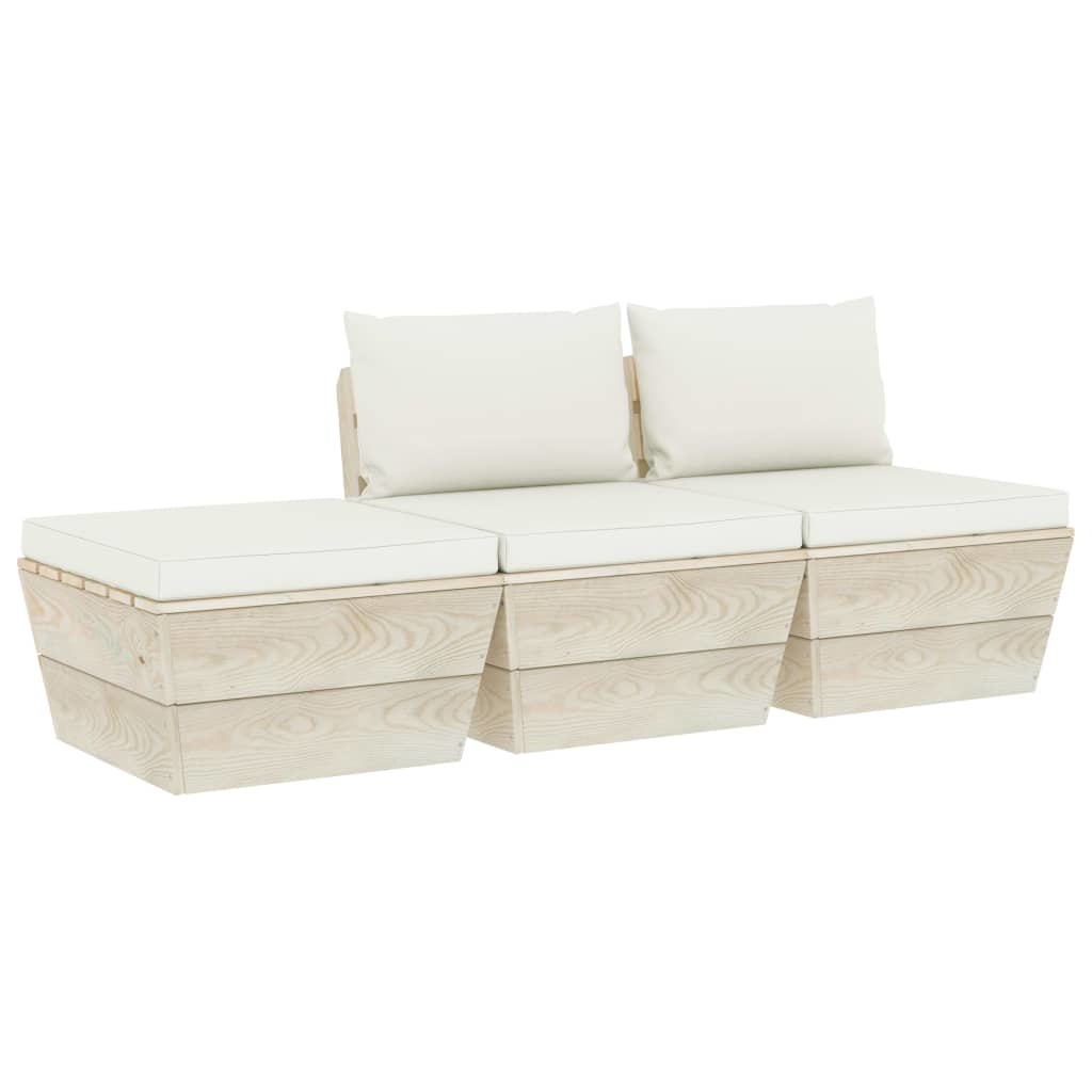 VidaXL 3-delige Loungeset met kussens pallet vurenhout