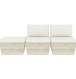 VidaXL 3-delige Loungeset met kussens pallet vurenhout